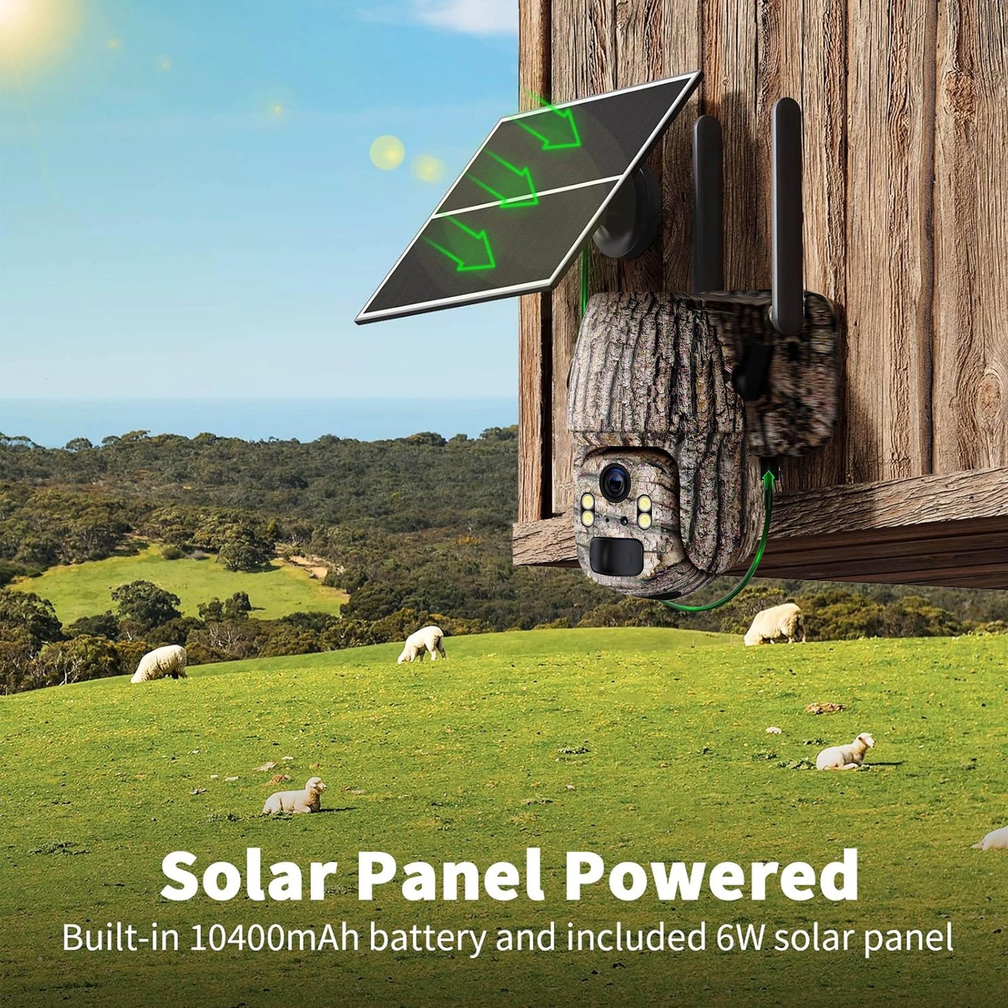 4G LTE Solar Trail Camera 360 Degree Live View 2K AI Motion Detection