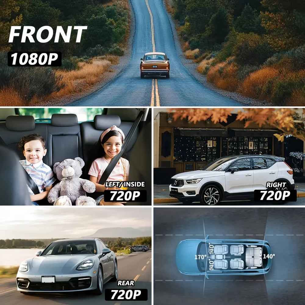 Etymoofox 4-Channel WiFi Dash Cam With 1080p Recording