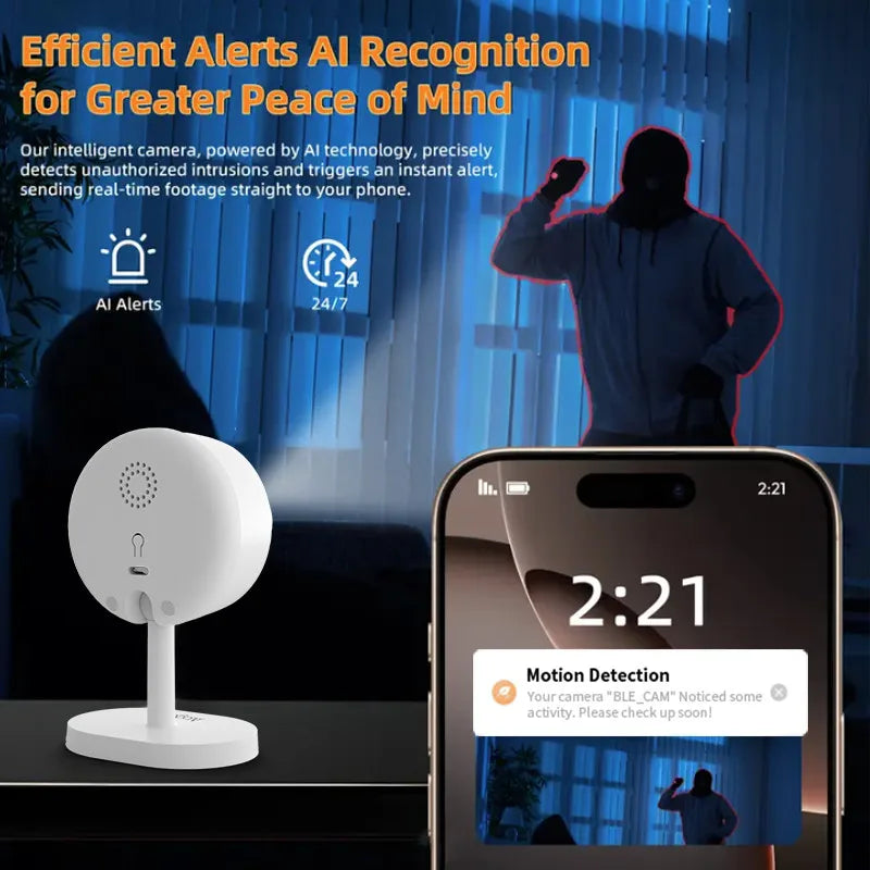 Smart 3MP HD Indoor Home Security Camera for Baby/Elder/Pet/Nanny,With Real-time APP Alert,2-Way Audio,Human body detection