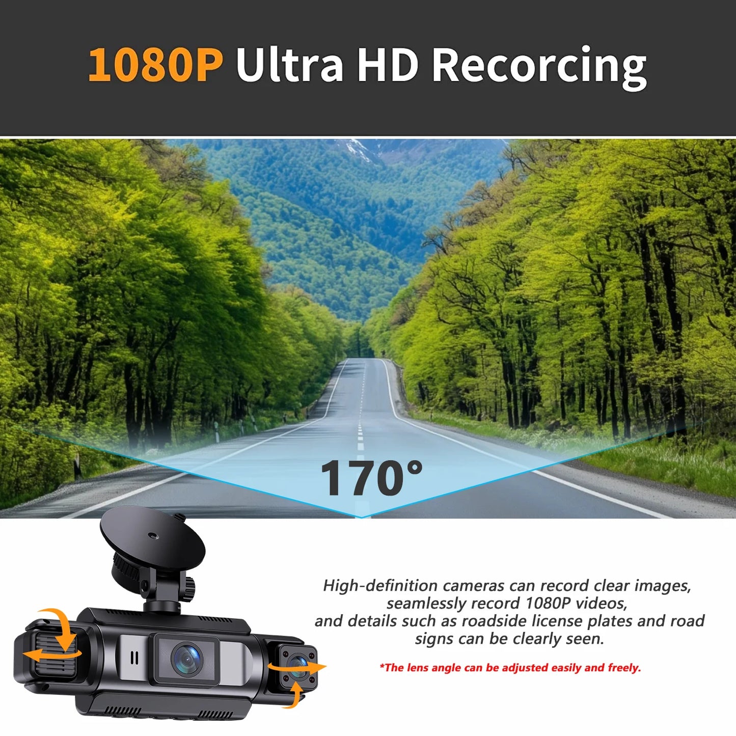 Etymoofox 4-Channel WiFi Dash Cam With 1080p Recording
