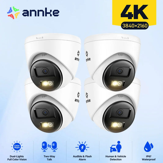 ANNKE 8MP 4K Security Camera with 4mm H.265+ Compression Two-Way Audio Smart Dual-Light Real-Time Surveilla Motion Detection 2.0