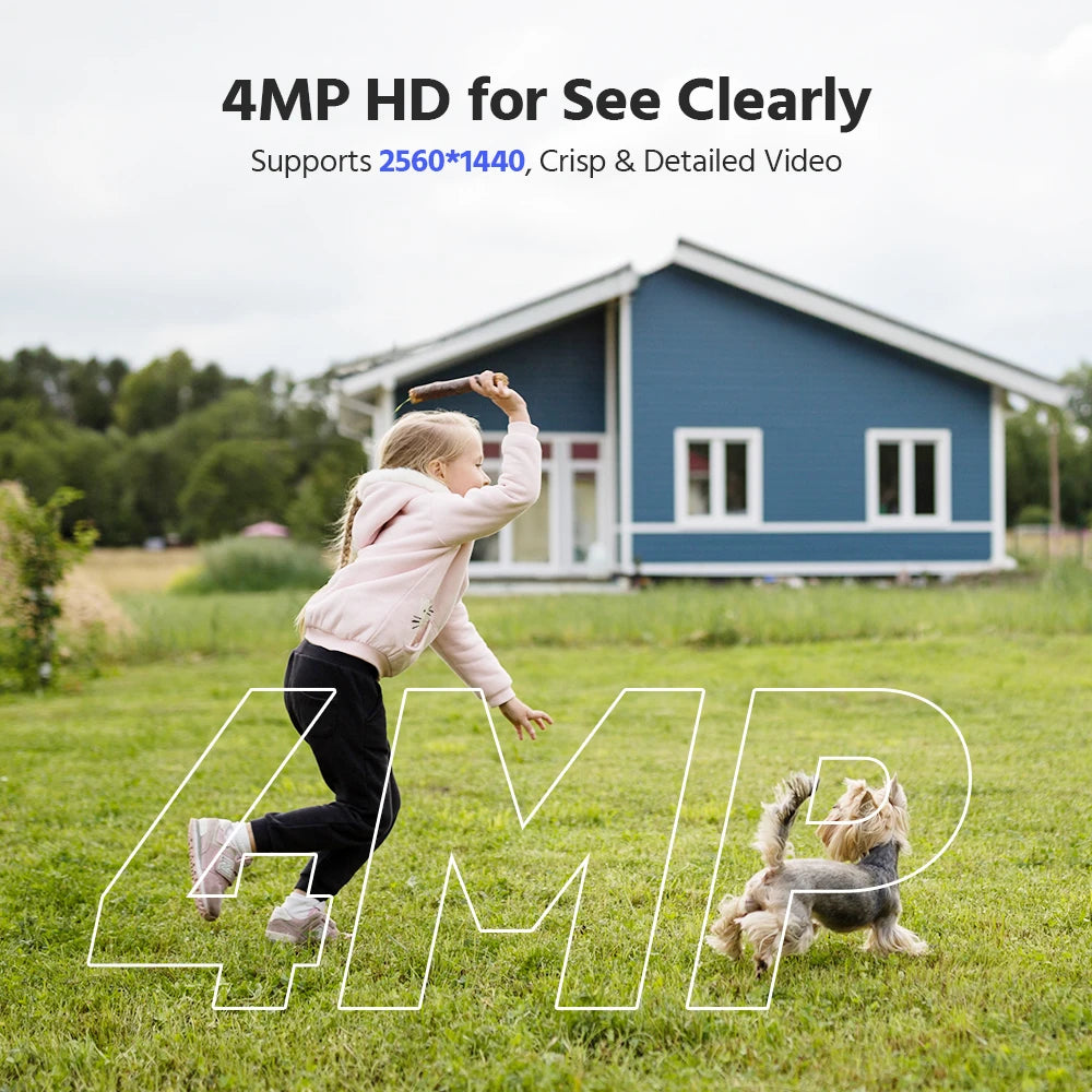 ANNKE 4MP Solar Battery Powered Wireless Security Camera 4MP Color Night Vision 2.4Ghz WiFi PIR Motion Outdoor IP Camera