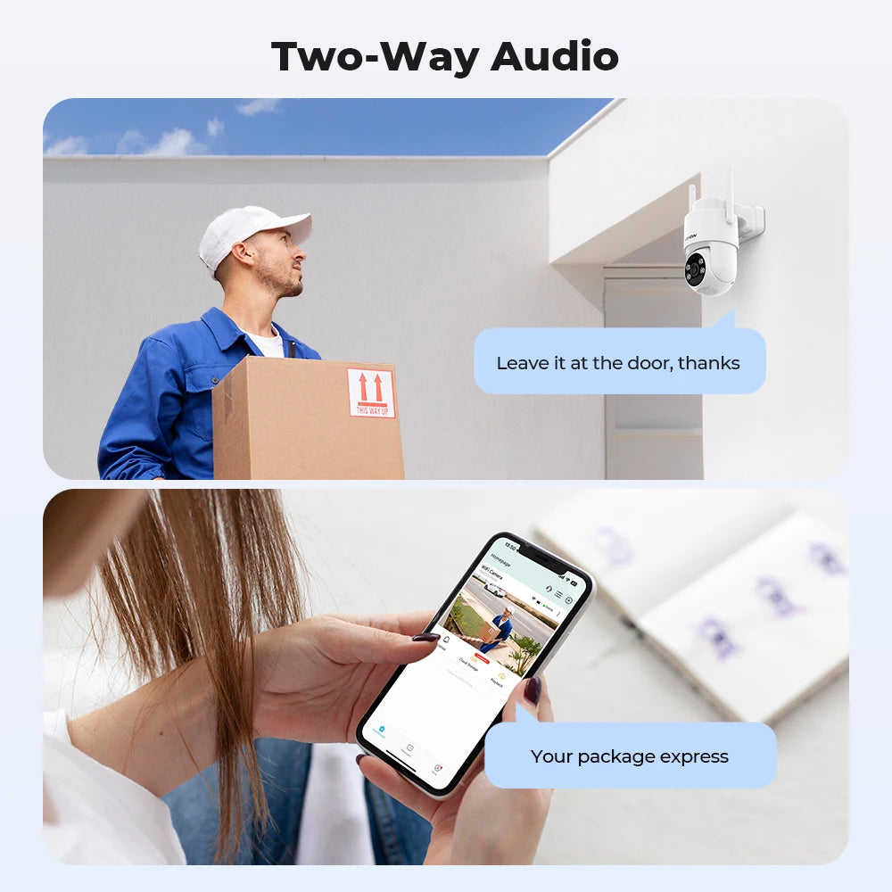 H.VIEW PIR Battery Powered Camera Wireless Outdoor,2K 3MP PTZ WiFi Camera with Solar Panel, 2-Way Audio, Waterproof