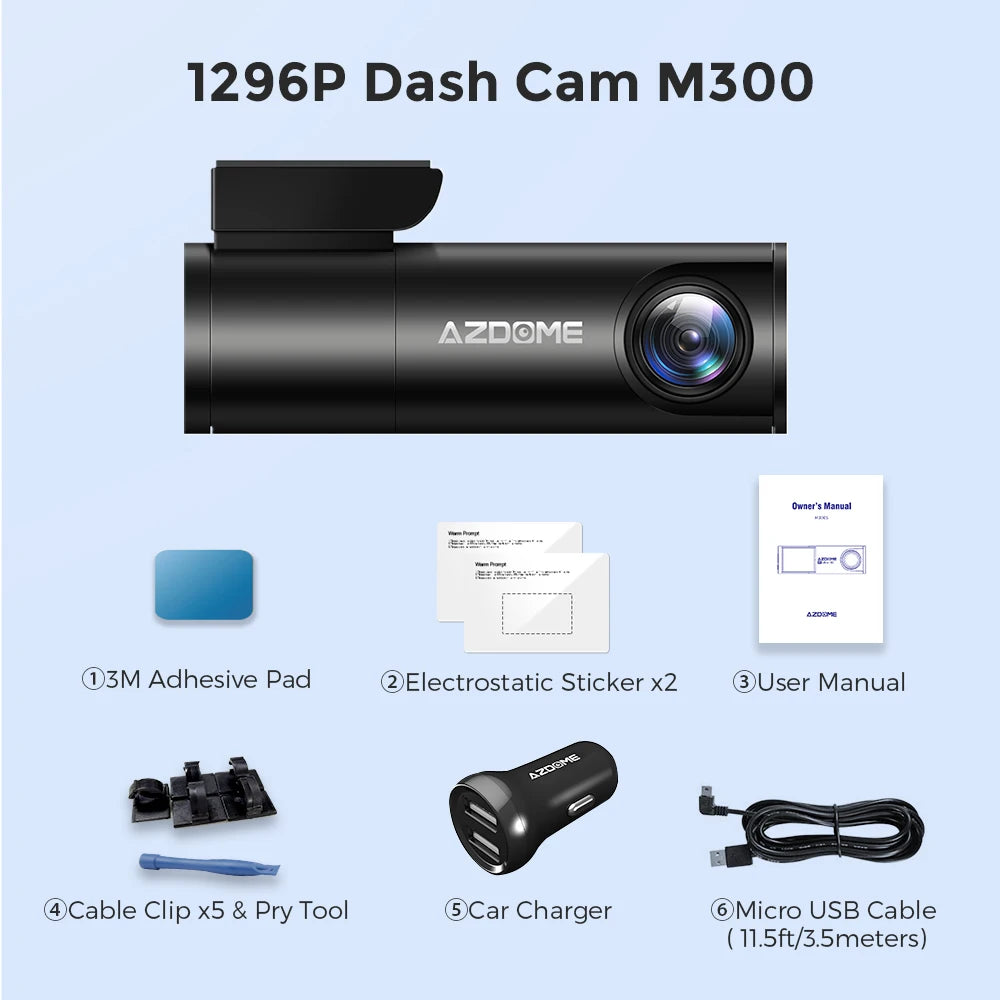 AZDOME Dash Cam 1296P WiFi Dash Camera for Cars Voice Control Dashcams Night Vision Loop Recording G-Sensor 24H Parking Monitor