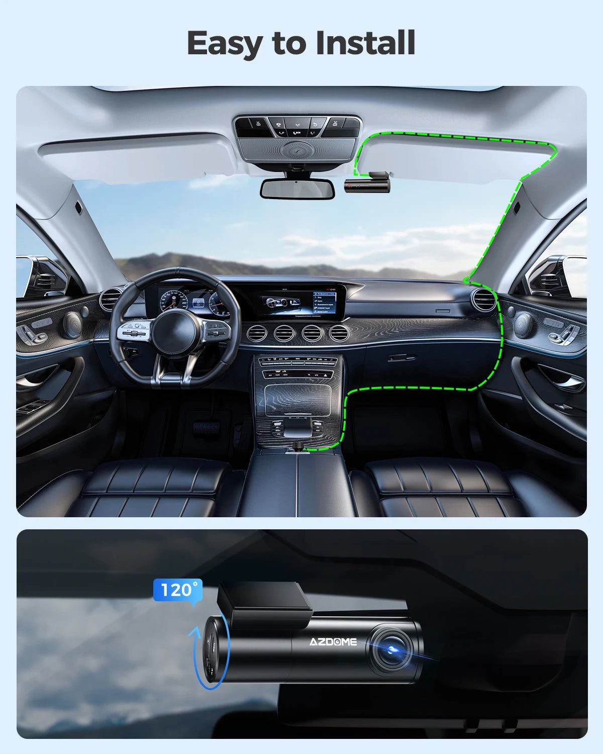 AZDOME Dash Cam 1296P WiFi Dash Camera for Cars Voice Control Dashcams Night Vision Loop Recording G-Sensor 24H Parking Monitor