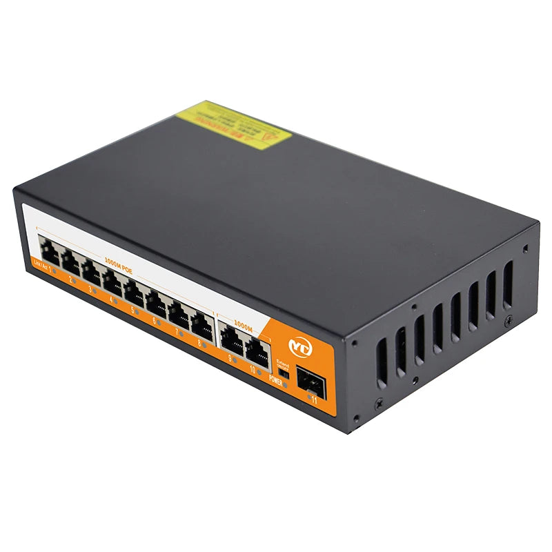 11-Port Gigabit POE RJ45 SPF Ethernet Switch with for 802.3af/at Uplink Unmanaged Plug and Play,for IP Camera/NVR