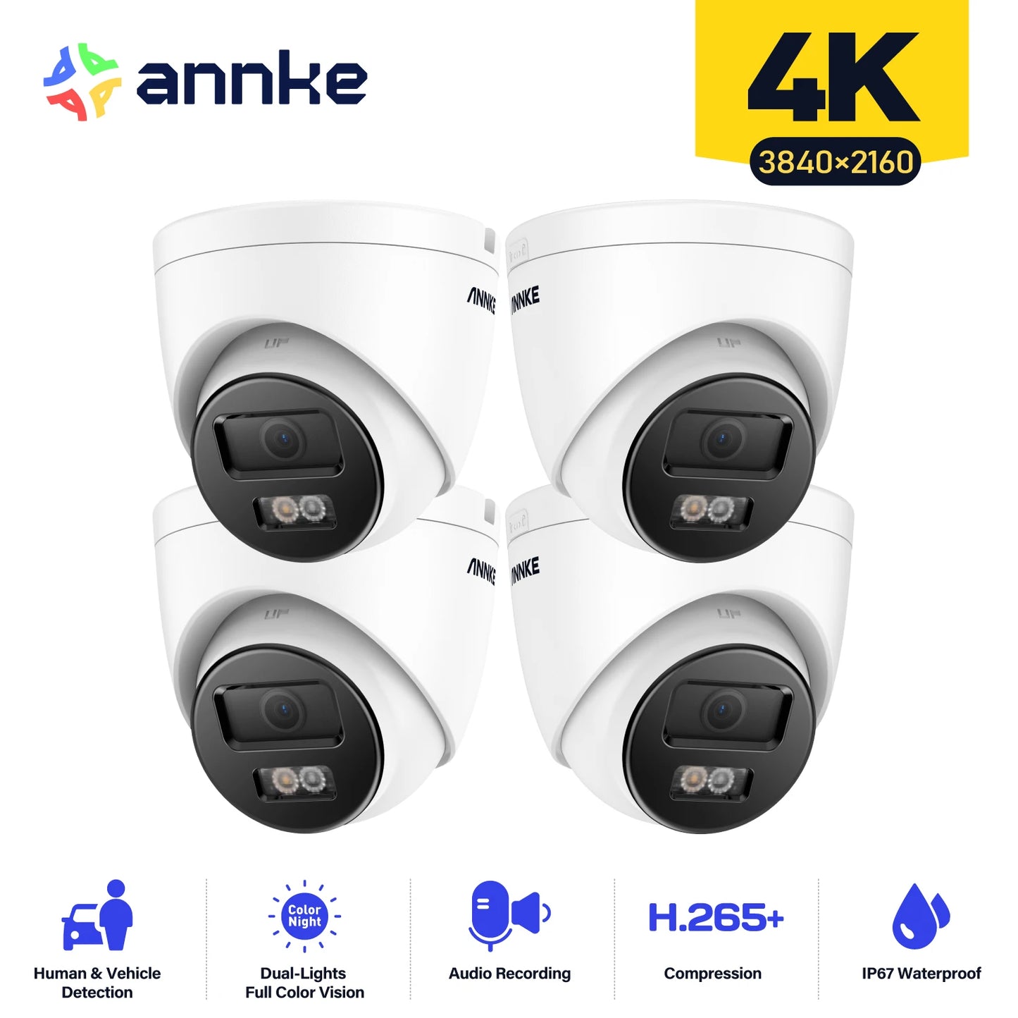 ANNKE 4K PoE IP Camera With AI Motion Detection Microphone