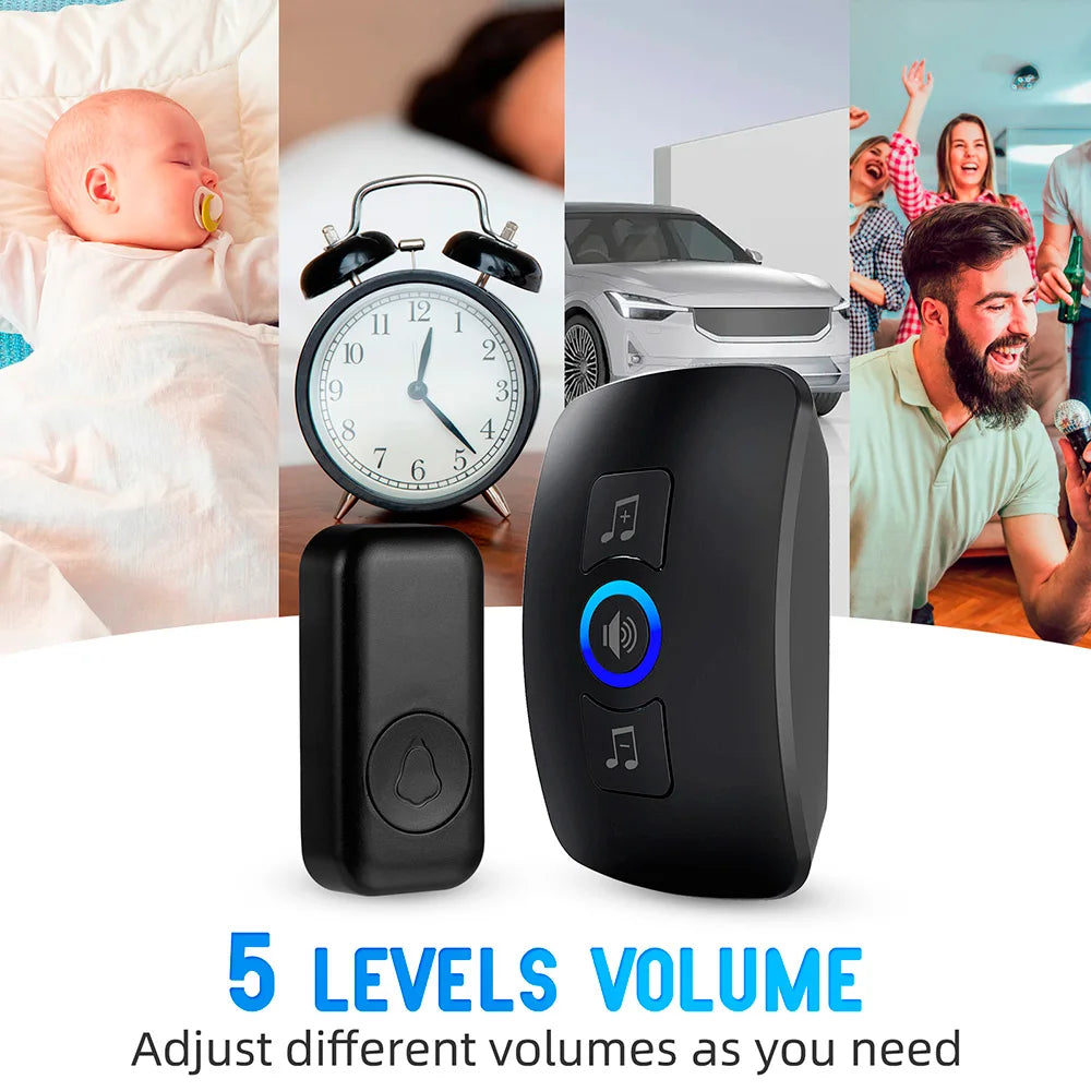 Wireless Doorbell with Button Door Bell for Smart Home Security 500ft Remote Cordless 60 Chimes 433MHZ 5 Levels Volume