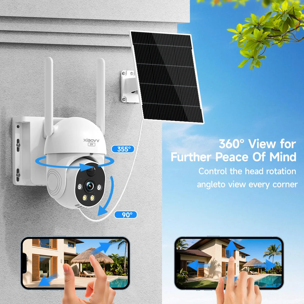 8MP 2K HD 4G Wireless PTZ Solar Cctv Camera Battery Powered Outdoor IP65 Waterproof IP Security Iphone Camera PIR Night Vision