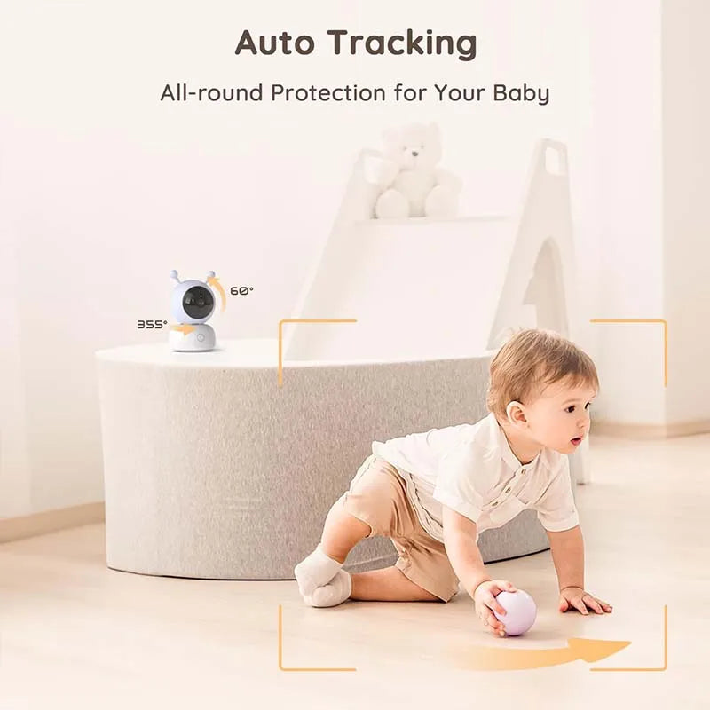 BOIFUN Babyphone 5" Screen and App 1080p WiFi Temperature Humidity Sensor,Motion Monitoring &Auto Tracking,Custom Area Detection