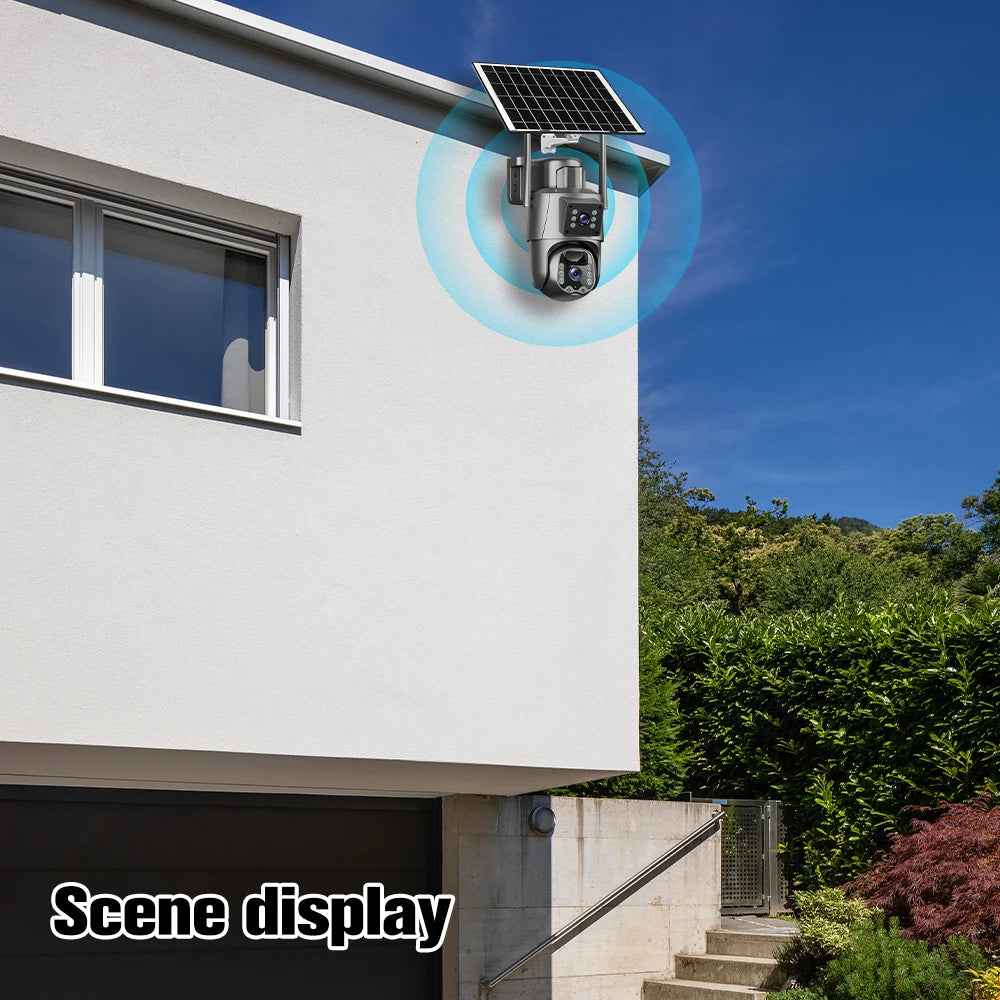 5G/2.4G WiFi Solar Camera Dual Lenses Outdoor 8MP 4K Low Power Battery IP Camera Night Vision Surveillance  Security Protection