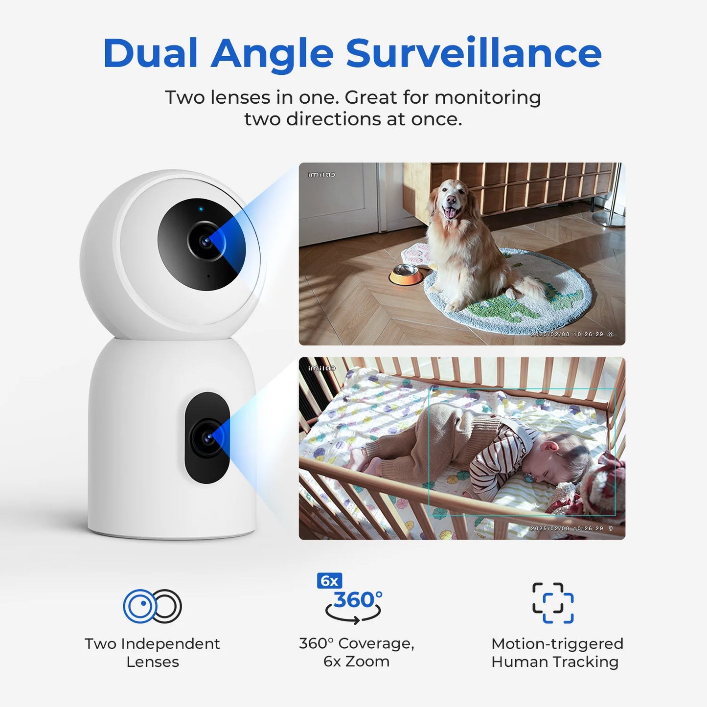 IMILAB C30 Dual 10MP Baby Monitor Smart IP Camera with AI Detection Human Tarcking Color Night Vision Compatible Xiaomi APP