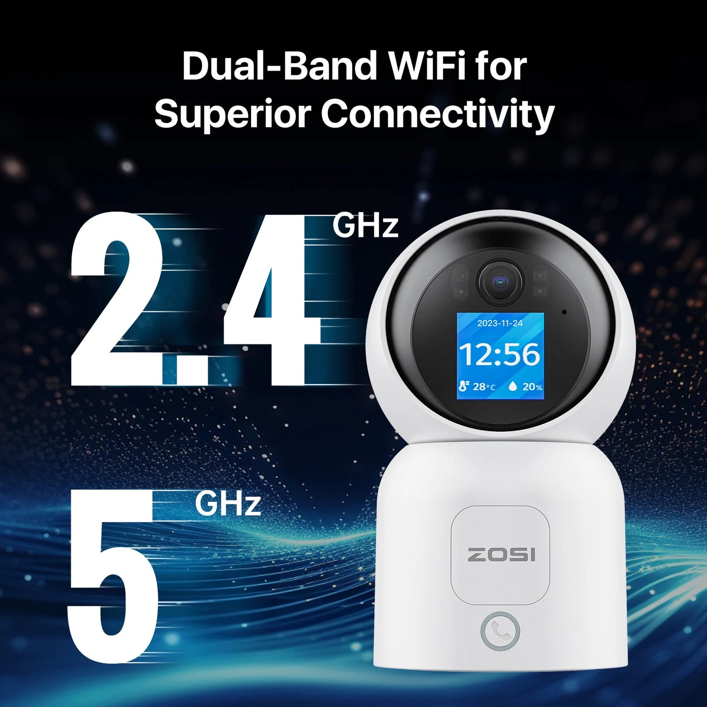 ZOSI C519M 4MP HD Indoor Baby Monitor 1.44 Inch Screen 2.4G/5G WiFi Video Call Auto Tracking Wireless IP Smart Surveillance Cam