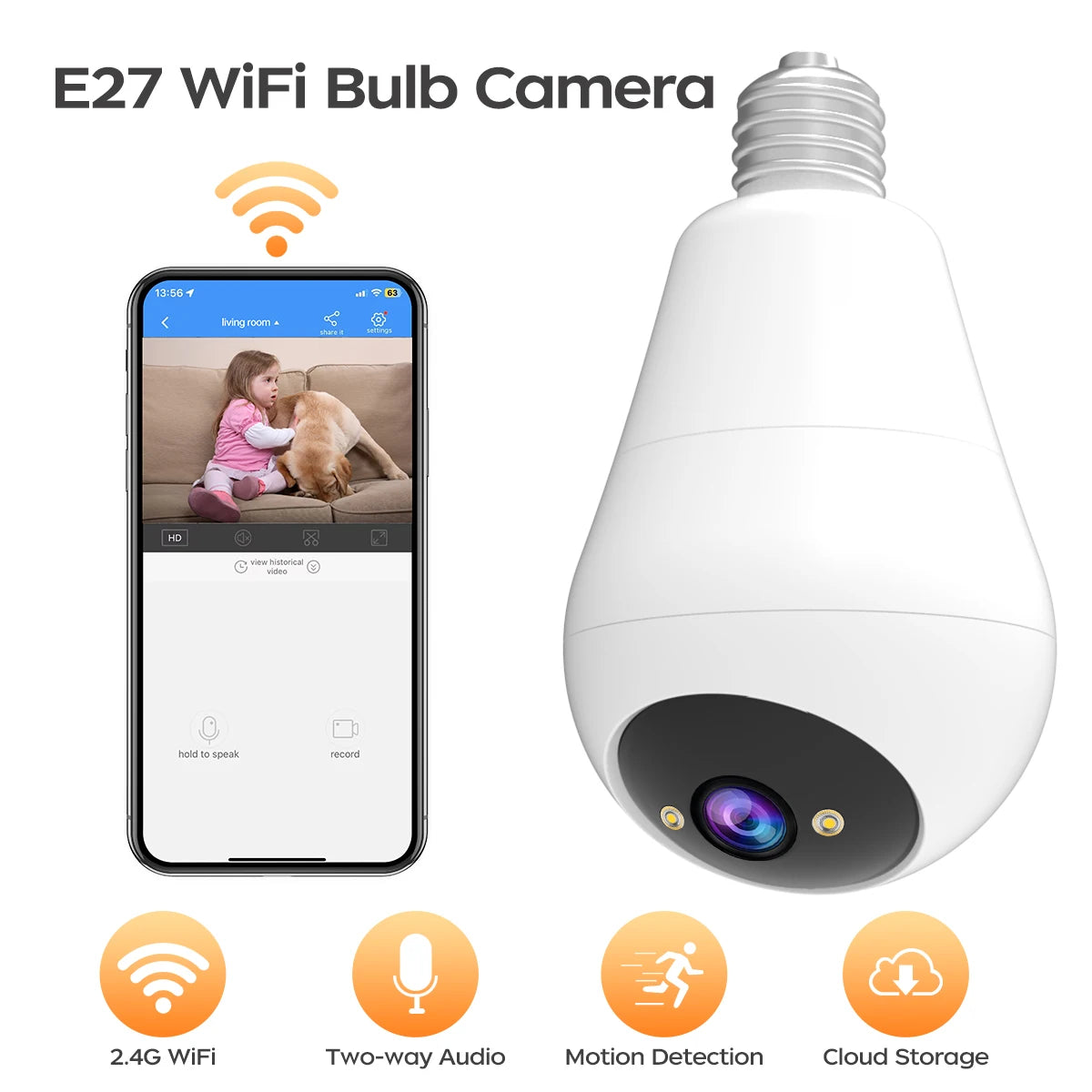 JOOAN 2K WiFi IP Camera E27 Bulb Surveillance Auto Tracking Two Way Audio