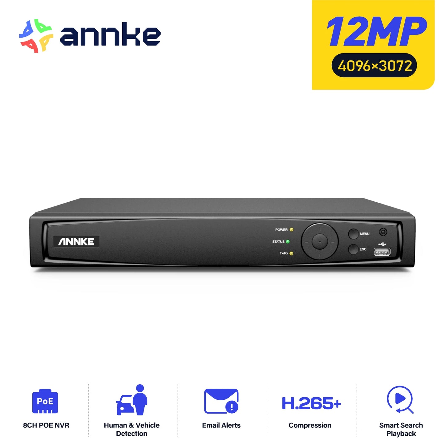 ANNKE 8/16 Channel 12MP PoE NVR Video Surveillance Recorder