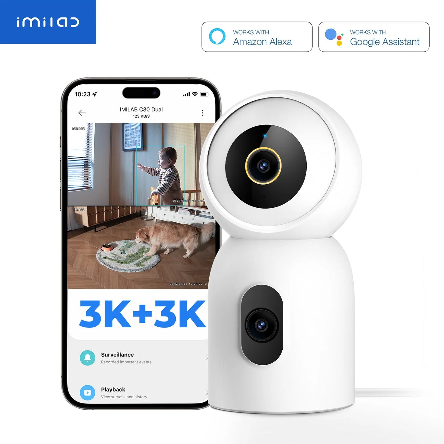 IMILAB C30 Dual 10MP Baby Monitor Smart IP Camera with AI Detection Human Tarcking Color Night Vision Compatible Xiaomi APP