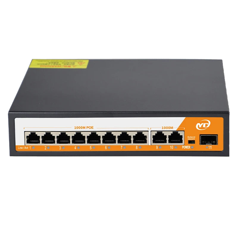 11-Port Gigabit POE RJ45 SPF Ethernet Switch with for 802.3af/at Uplink Unmanaged Plug and Play,for IP Camera/NVR