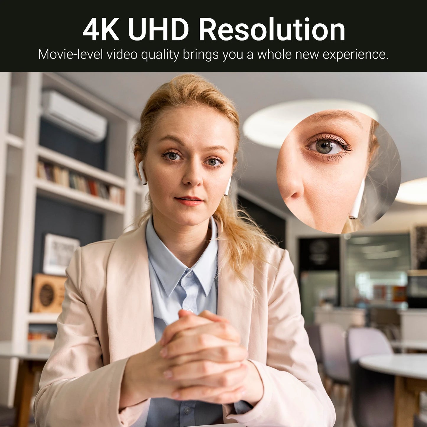 AI Function 4K PTZ Webcam with Mics Camera 3X Digital Zoom Auto Track Focus for Youtube Living Stream Online Meet Video Camera