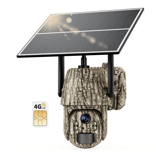 4G LTE Solar Trail Camera 360 Degree Live View 2K AI Motion Detection