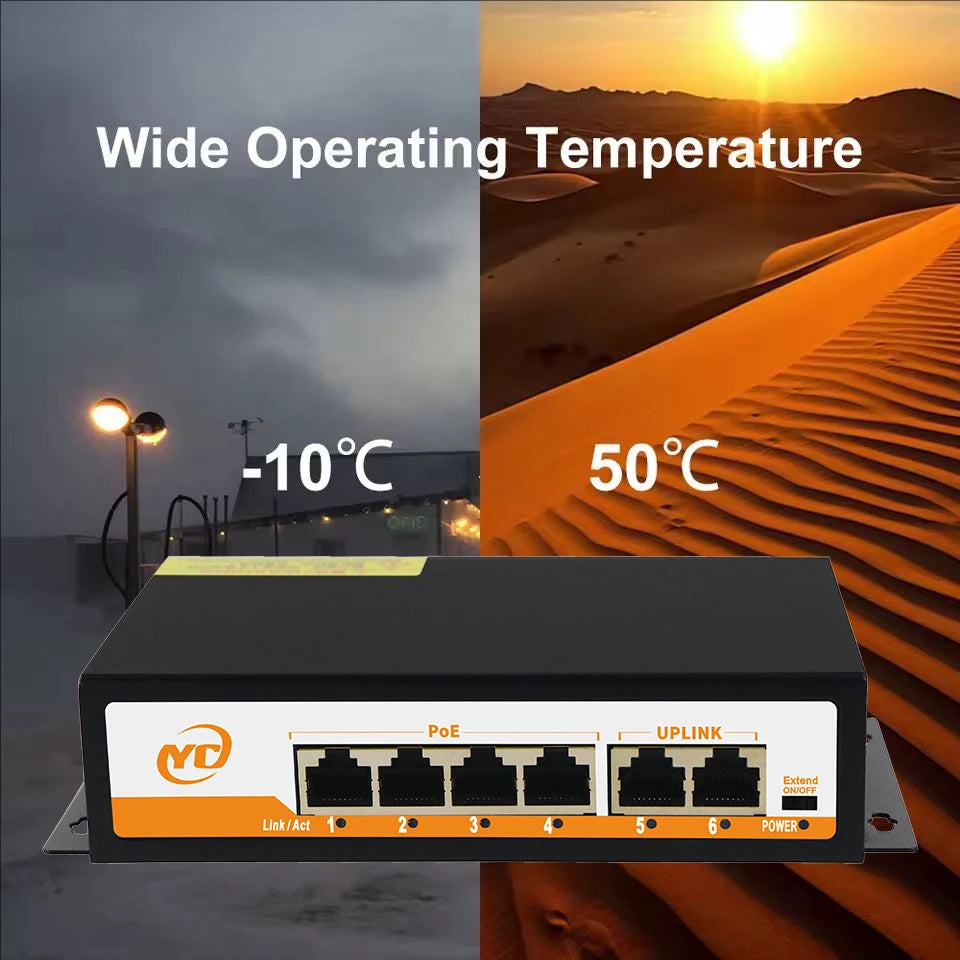 New POE RJ45 Ethernet Switch SFP 48V with for 802.3af/at Uplink Unmanaged Plug and Play,for IP Camera/NVR