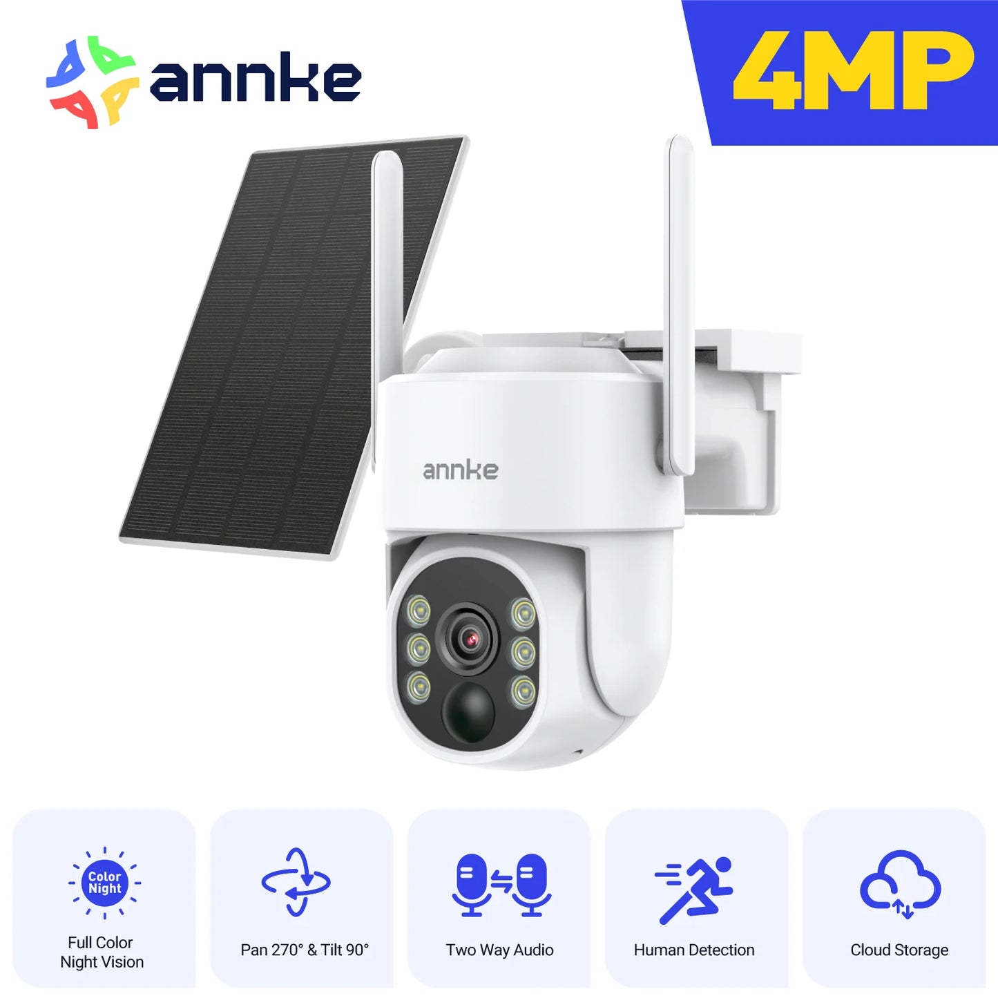 ANNKE 4MP Solar Battery Wireless Outdoor Security Camera Night Vision