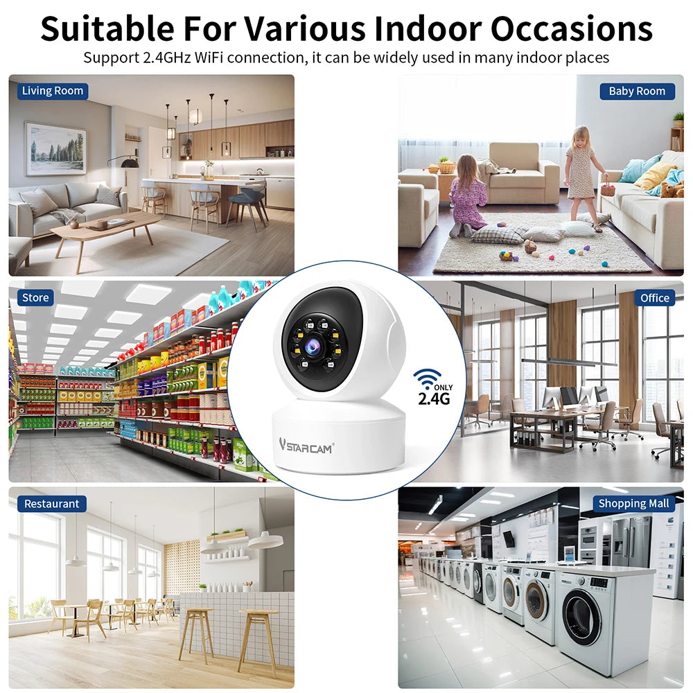 Vstarcam Indoor Security Camera 360 Degree Coverage 1080P Night Vision