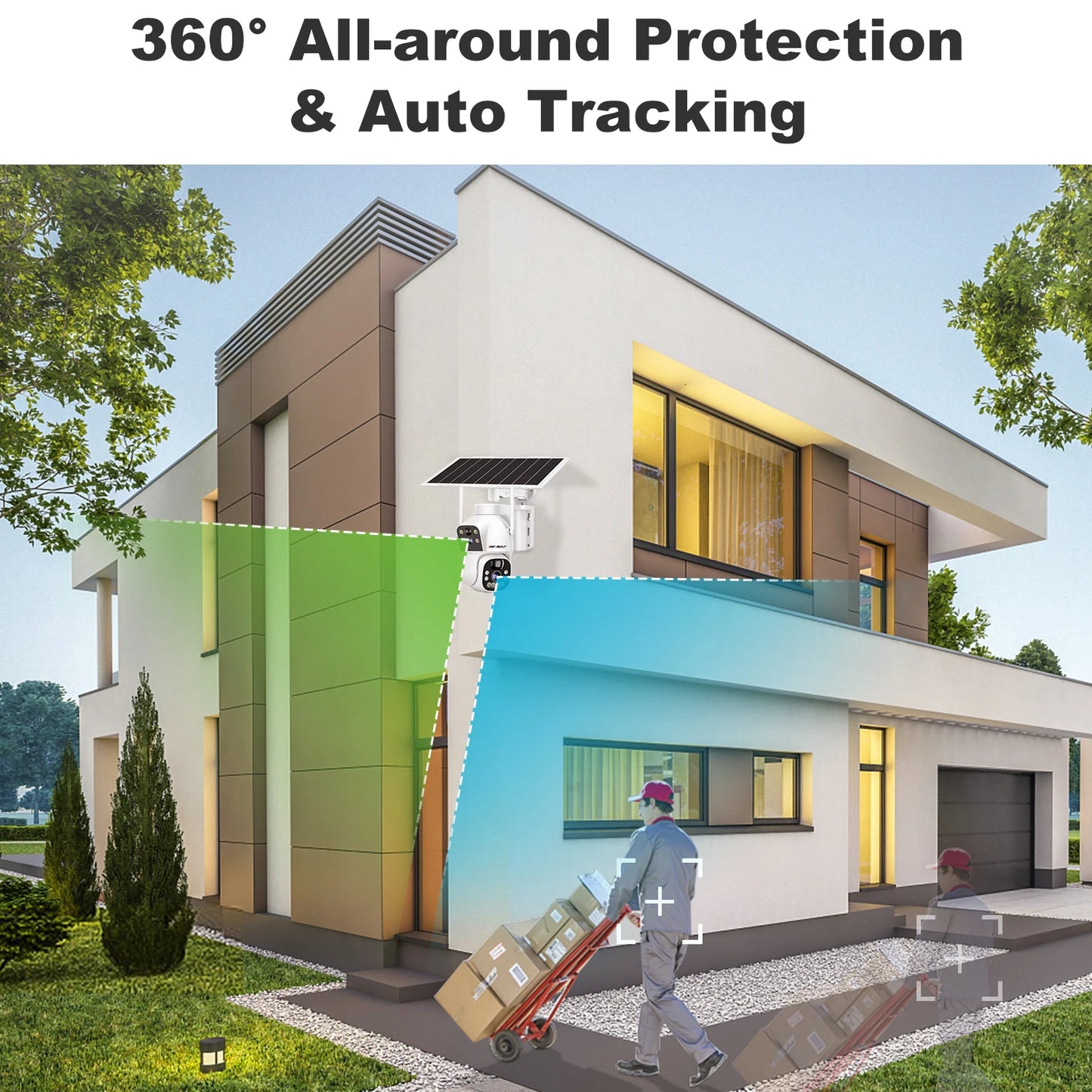 GENBOLT Outdoor Solar Security WIFI Camera AOV 24/7,Dual Motion Detection,15600mAh Battery Night Vision for Patio/Garage
