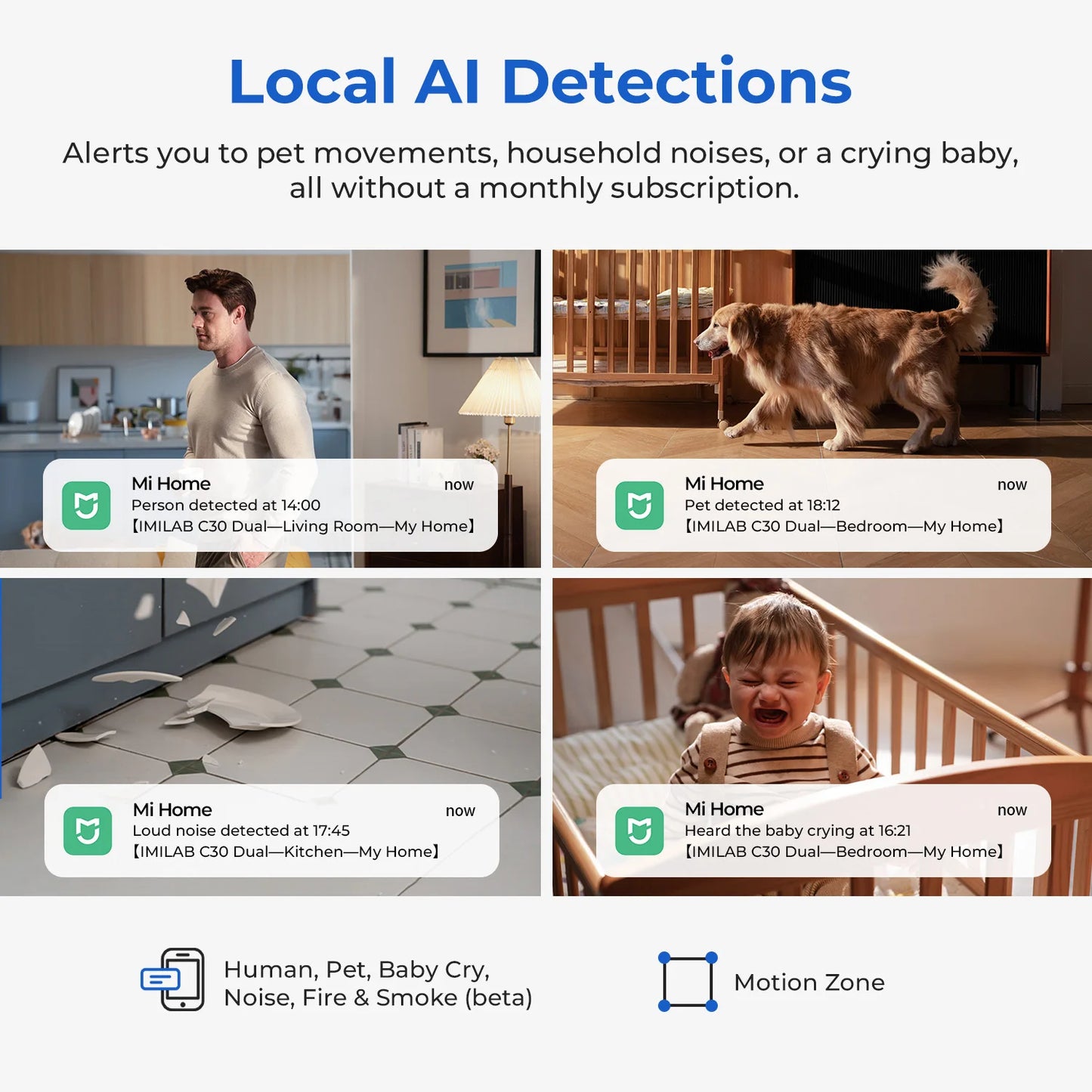 IMILAB C30 Dual 10MP Baby Monitor Smart IP Camera with AI Detection Human Tarcking Color Night Vision Compatible Xiaomi APP