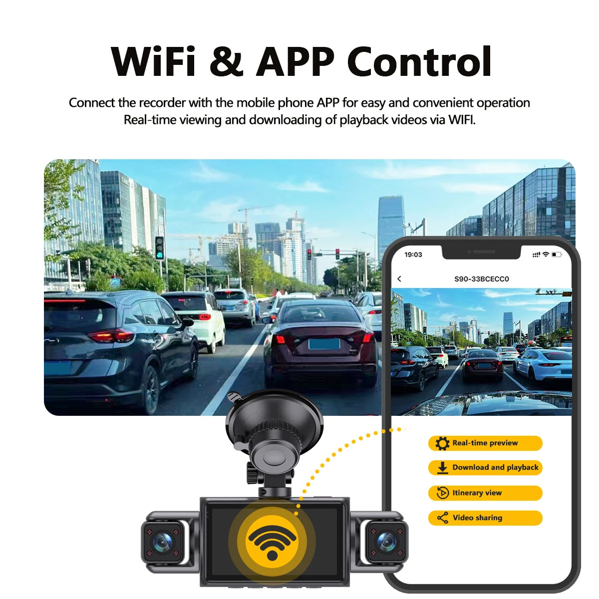 Etymoofox 4-Channel WiFi Dash Cam With 1080p Recording