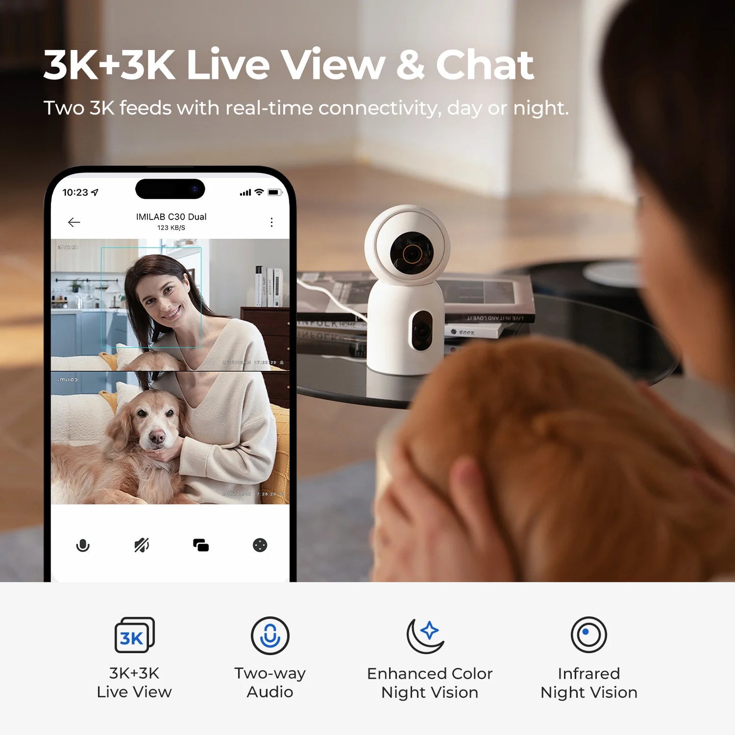 IMILAB C30 Dual 10MP Baby Monitor Smart IP Camera with AI Detection Human Tarcking Color Night Vision Compatible Xiaomi APP