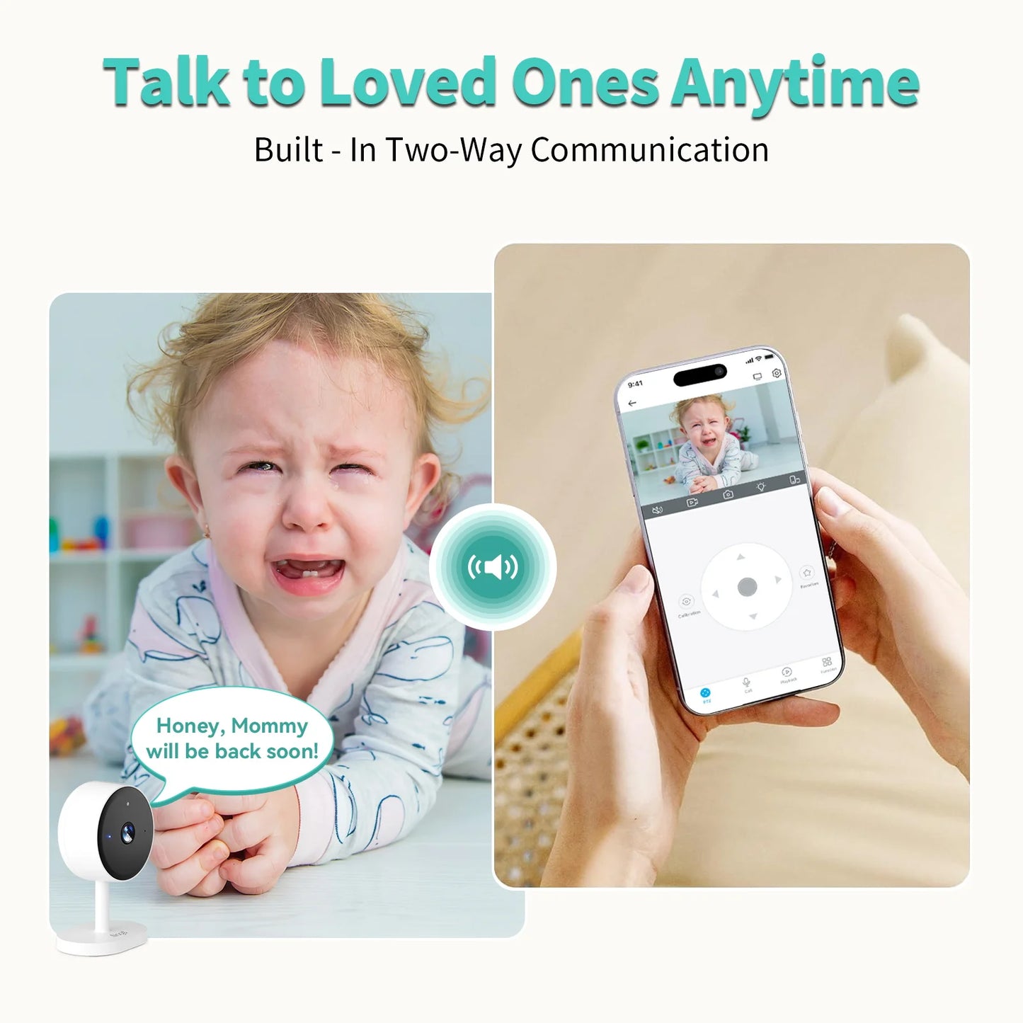 Smart 3MP HD Indoor Home Security Camera for Baby/Elder/Pet/Nanny,With Real-time APP Alert,2-Way Audio,Human body detection