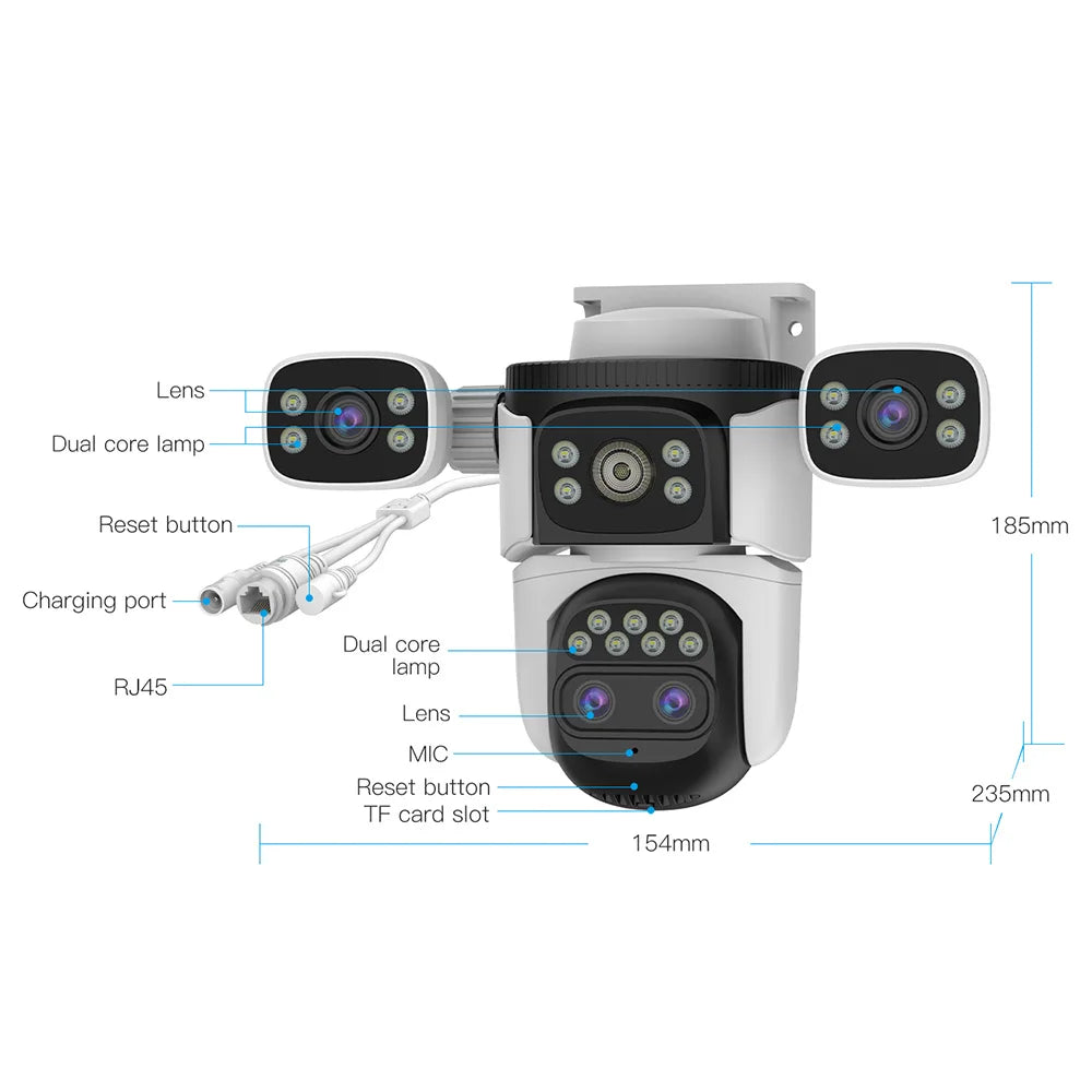 Vstarcam 4K 8MP IP Camera Four Lens Security Outdoor WIFI Smart Tracking Cam Video Surveillance 10X Zoom IP66 Waterproof Camera