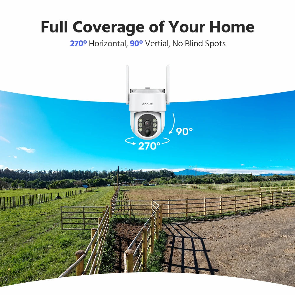 ANNKE 4MP Solar Battery Powered Wireless Security Camera 4MP Color Night Vision 2.4Ghz WiFi PIR Motion Outdoor IP Camera