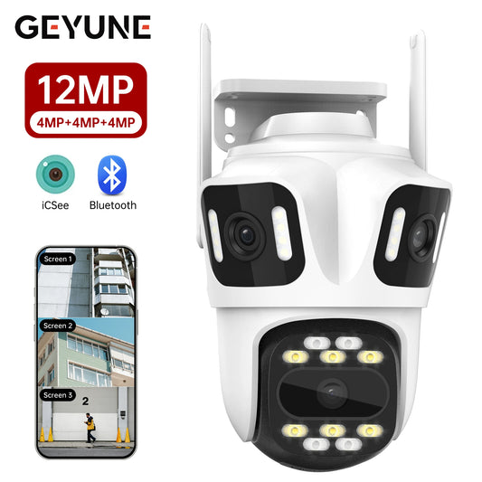 SECUEY 12MP 6K WiFi Outdoor PTZ CCTV Camera Three Lens