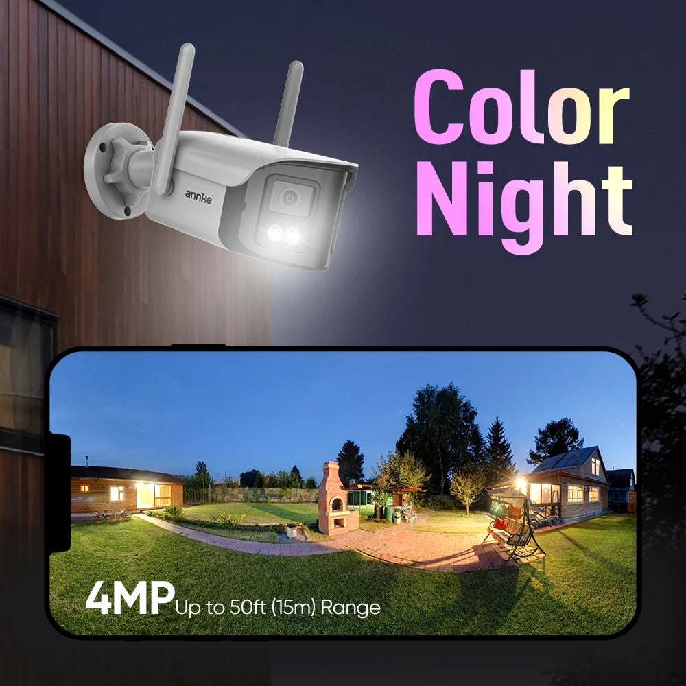 ANNKE 4MP Wifi security camera 4CH Wireless NVR 1/2/3/4PCS 4MP wifi camera outdoor Two Way Audio 64GB TF Dual Lens poe cameras