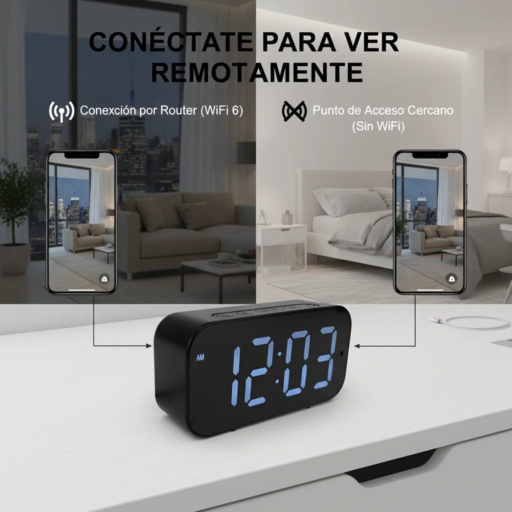 1080P HD WiFi Alarm Clock Security Camera Wireless Indoor Surveillance Monitor with Motion Detection, Remote View, Micro SD Card Loop Recording, Multifunctional Desk Clock Alarm Device for Home Bedroom Office Shop Warehouse I