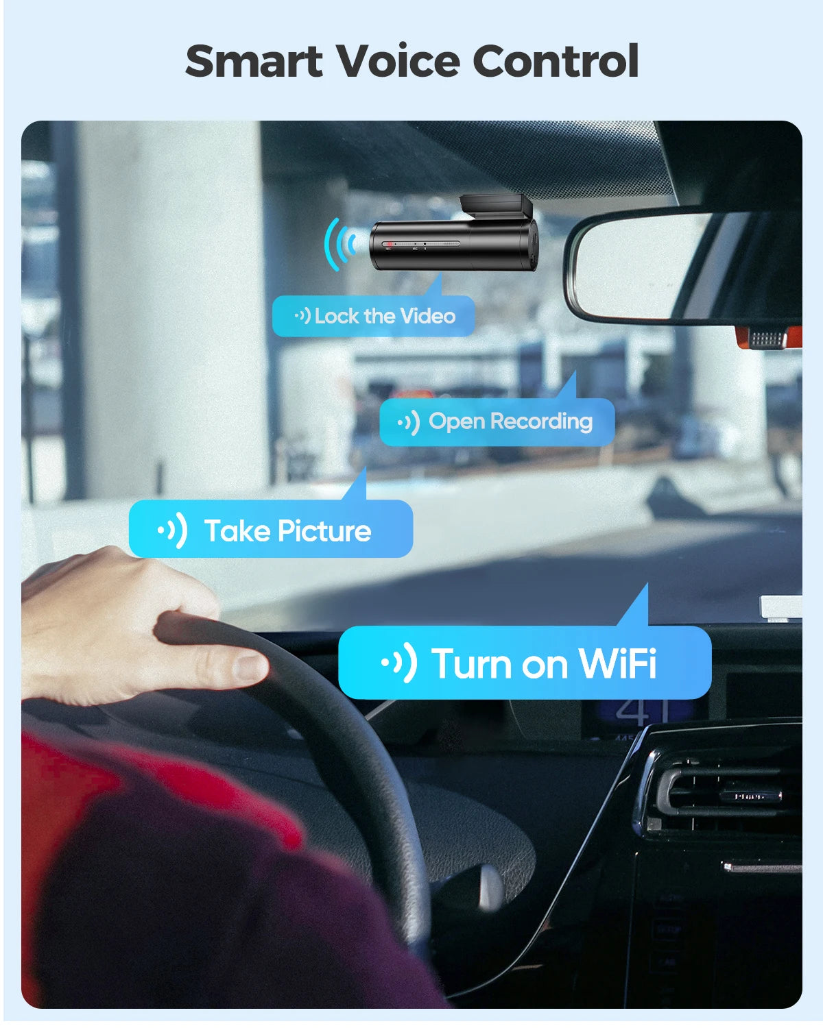 AZDOME Dash Cam 1296P WiFi Dash Camera for Cars Voice Control Dashcams Night Vision Loop Recording G-Sensor 24H Parking Monitor