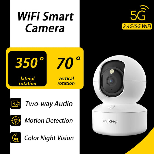BoyKeep 3MP 5G/2.4GHz WiFi Indoor Home Security IP Smart Baby Monitor Camera Automatic Tracking 24/7 Video Surveillance Camera