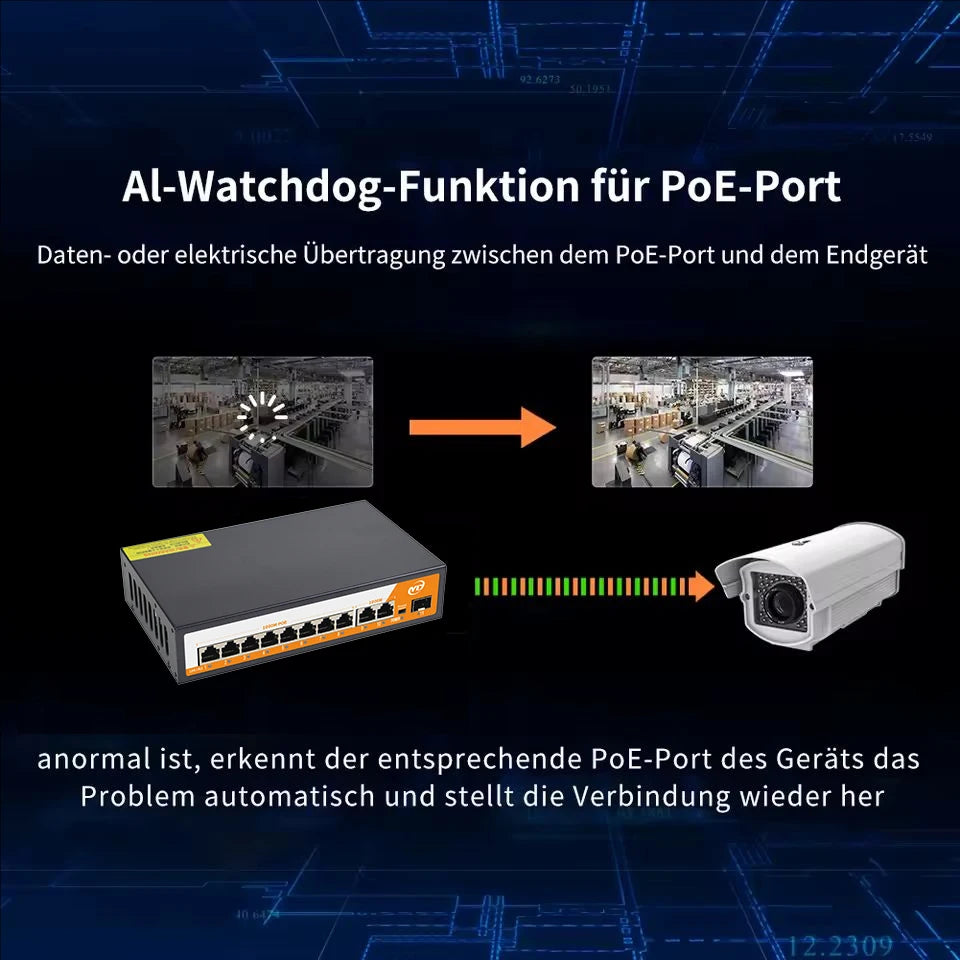 11-Port Gigabit POE RJ45 SPF Ethernet Switch with for 802.3af/at Uplink Unmanaged Plug and Play,for IP Camera/NVR