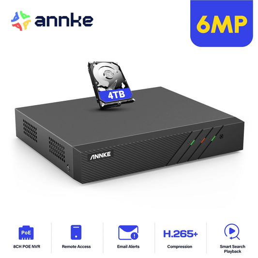 ANNKE 6MP H265 8 Channel PoE NVR with Remote Access