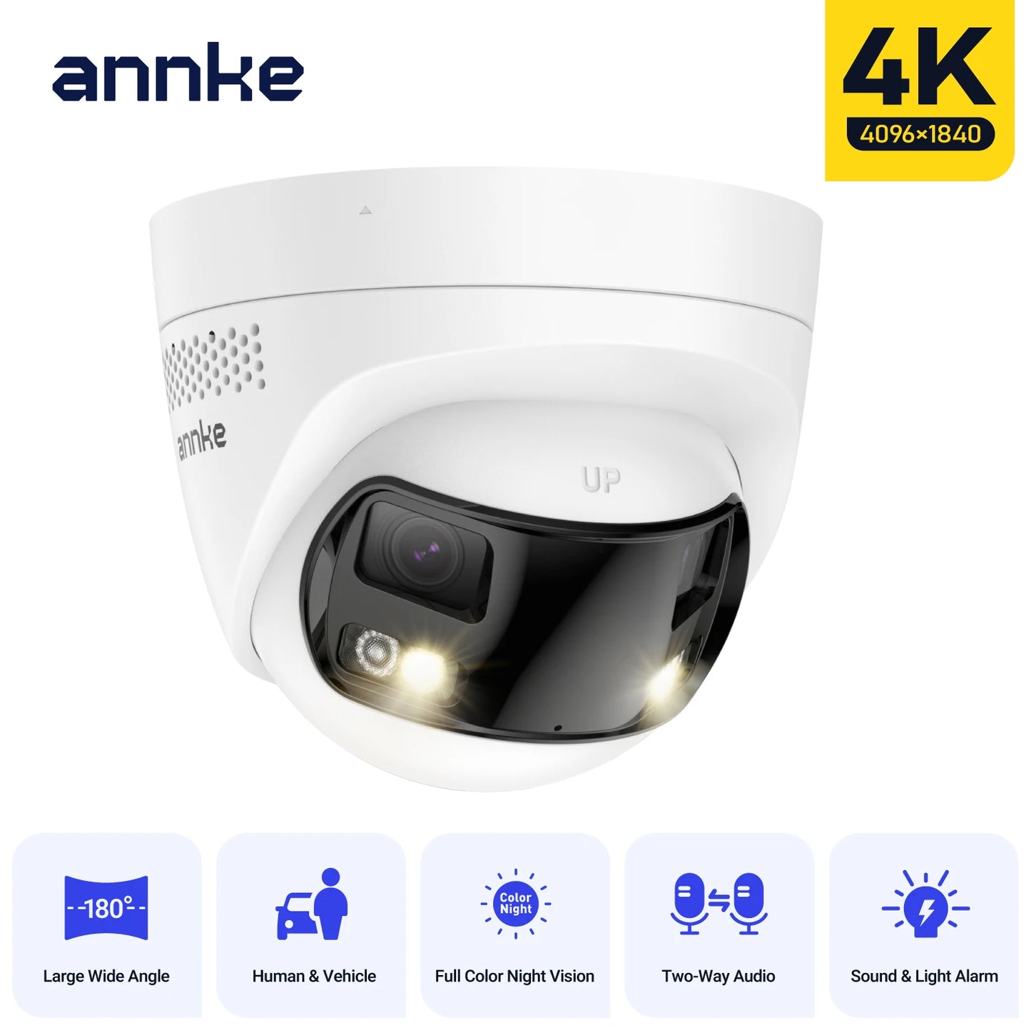 ANNKE 8MP Dual-Lens Security Camera 180 Degree Panoramic With Audio